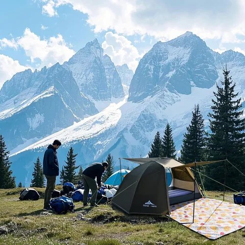 Vista 6 de ThreeBears - Tienda de campaña para 4 personas, impermeable, fácil de instalar, espacioso para aventuras familiares al aire libre, senderismo