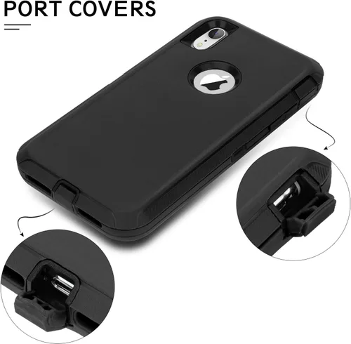 Vista 3 de MAXCURY Funda para iPhone XR, funda protectora de cuerpo completo resistente con absorción de golpes para iPhone 10R, parachoques de PC duro +