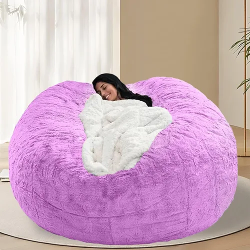 Vista 10 de BCU Funda para Silla Puf Ultra Suave Esponjosa de Piel Sintética Falsa Funda para Puf de Felpa Funda para Sillas de Sala de Estar para Adultos