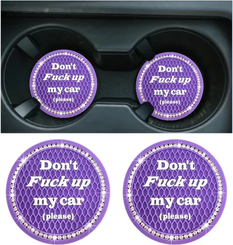 Vista 7 de 2 piezas posavasos brillantes para coche, 2.75 pulgadas insertos antideslizantes para portavasos, posavasos de cristal con diamantes de imitación