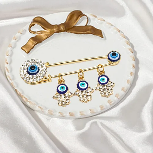 Vista 7 de Allah musulmán turco de mal de ojo Hamsa mano de Fátima broche alfileres joyería regalo
