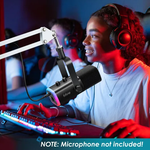 Vista 6 de Brazo de boom blanco para Fifine AM8 - Brazo de micrófono blanco compatible con el micrófono Fifine AM8, brazo de boom de micrófono profesional