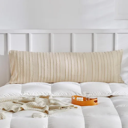 Vista 29 de WARMDERN - Fundas de almohada beige tamaño queen, fundas de almohada estándar, juego de 6 fundas de almohada de microfibra suave, textura boho