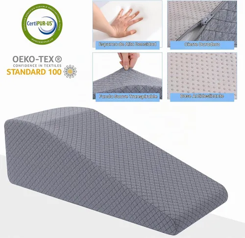 Vista 6 de HOMBYS Almohada de elevación de piernas para después de la cirugía, reemplazo y recuperación de rodilla, almohada de cuña para rodilla, cadera