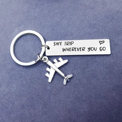 Vista 5 de Llavero de viaje con diseño de avión para avión con moscas seguras, regalo de aviación, regalo de graduación, regalo de cumpleaños, Navidad