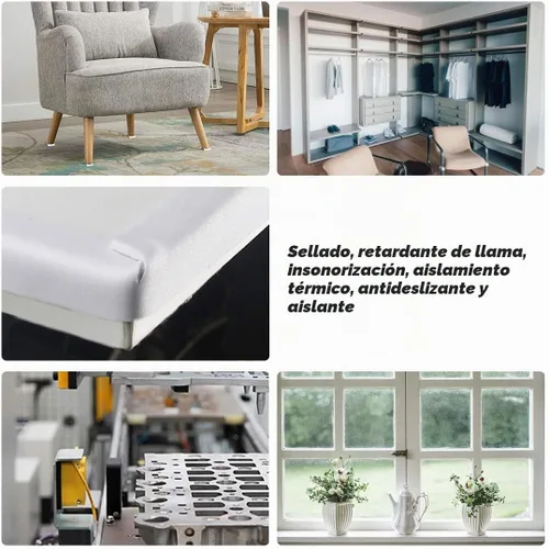 Vista 6 de Burlete de cinta de espuma autoadhesiva blanca para puertas y ventanas de 1 pulgada × 3/4 pulgada × 13 pies, tira de sellado de espuma de alta Blanco