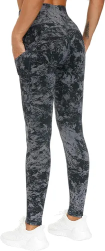 Vista 4 de THE GYM PEOPLE - Pantalones deportivos gruesos de tiro alto, con bolsillos y control de abdomen, leggings para entrenar, correr, hacer yoga