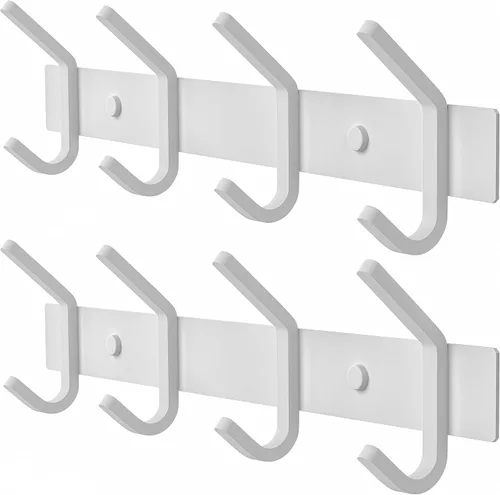 Vista 19 de Perchero pequeño de montaje en pared, de níquel cepillado, de acero inoxidable de 6 pulgadas, con 2 ganchos dobles resistentes, colgador de pared