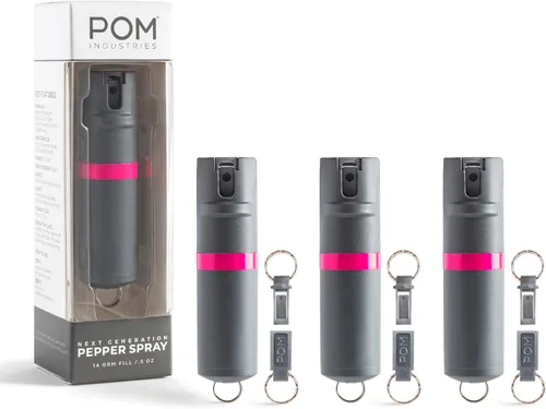 Vista 29 de POM Pepper Spray Keychain, Quick Key Release for Instant Access, Flip Top Safety, Maximum Strength OC Formula with UV Marking Dye, 25 Bursts, 10 ft