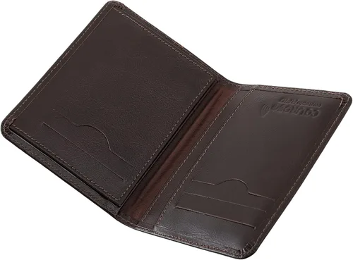 Vista 5 de Cartera delgada de piel minimalista con bolsillo frontal con bloqueo RFID tamaño pequeño 620, Café