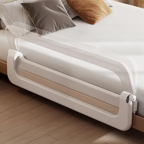 Vista 2 de Barandilla protectora para cama de bebé para niños pequeños, altura ajustable de 78.7 pulgadas, barandilla de cama abatible, barandilla lateral