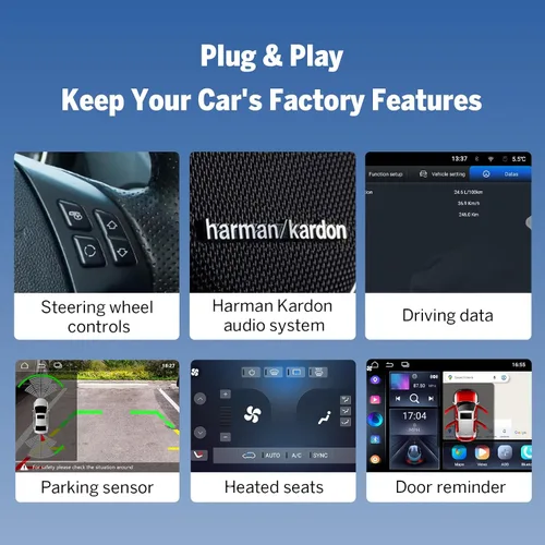 Vista 7 de Eonon 4+64GB estéreo para coche de 9 pulgadas CarPlay Radio para BMW Serie 3 2005-2013 (E90/E91/E92/E93), Android Auto pantalla táctil estéreo