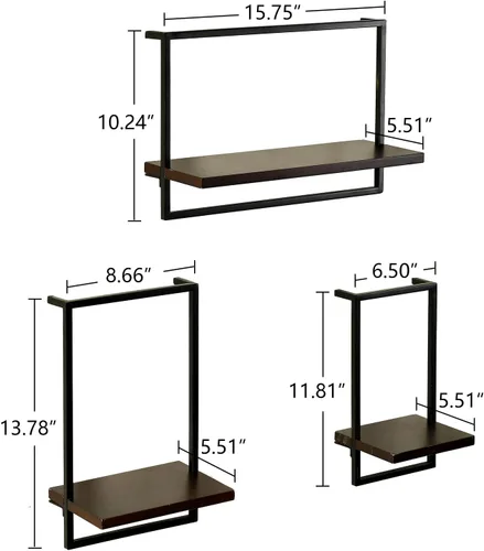 Vista 3 de WELLAND Estantes flotantes modernos de 5.51 pulgadas de profundidad, madera maciza natural, 16, 14 pulgadas, 12 pulgadas, estantes flotantes