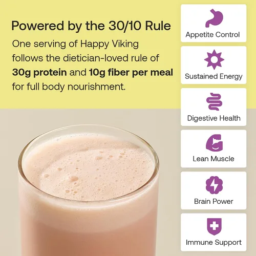 Vista 6 de Happy Viking Berry Parfait - Proteína vegetal en polvo, creada por Venus Williams, 0.71 onzas de proteína, baja en carbohidratos, keto, vegano, sin