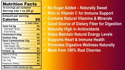 Vista 5 de Cerezas secas 10 oz (283 g) Cerezas dulces sin hueso Sin azúcar añadido Todo natural y sin sulfatar Naturalmente dulce y masticable