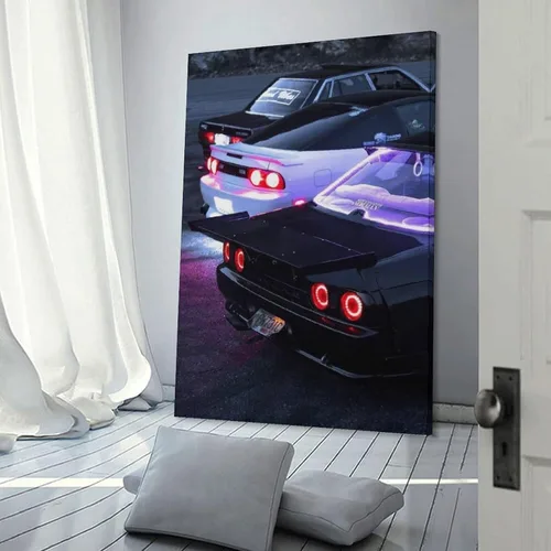 Vista 3 de Pósteres de coches JDM R35 rápidos y deportivos para decoración de pared de dormitorio, decoración estética para dormitorio de hombres, arte