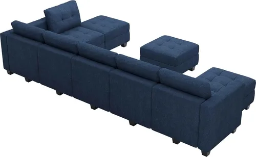 Vista 9 de Belffin Sofá modular de gran tamaño con tumbona reversible, sofá modular convertible con otomana en forma de U, juego seccional con asientos