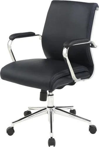Vista 8 de Office Star Silla de oficina ajustable Antimicrobial Manager con base cromada, respaldo medio, tela negra Dillon