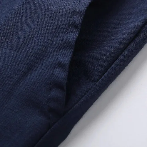 Vista 8 de Pantalones de trabajo para hombre, ligeros, de algodón y lino, para hombre, elásticos, sueltos, casuales, pantalones de cintura para hombre