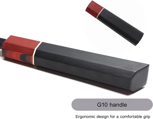 Vista 5 de Miyake Cuchillo de chef japonés Gyuto de 8.6 pulgadas, cuchillo de cocina profesional de Damasco afilado con mango G10 de espiga completa