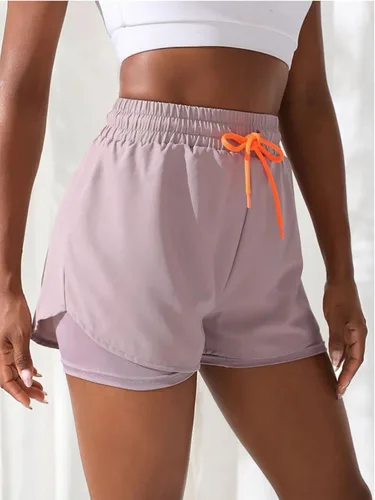 Vista 4 de YOAKUKA Pantalones cortos de entrenamiento 2 en 1 para mujer, para gimnasio, yoga, correr, ciclismo, tenis, faldas de verano