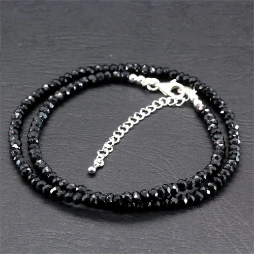 Vista 2 de LiZiFang - Collar de cuentas de cristal con turmalina negra natural, 0.315in, ajustable