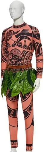 Vista 4 de Maui Tattoo Costume Adult Halloween Cosplay Jumpsuit Mens outfit Women dress up