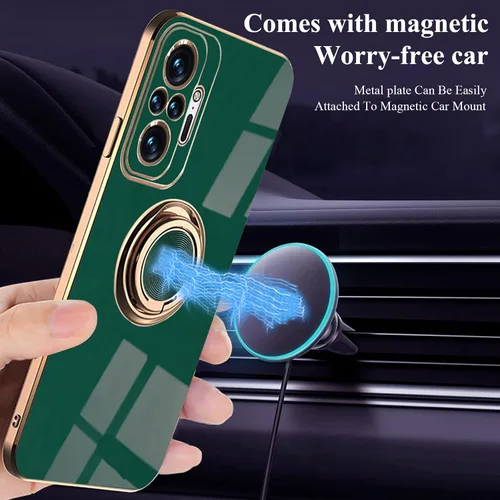 Vista 3 de Compatible con Xiaomi Redmi Note 10 Pro Case Ring Holder Magnet Silicone, Xiaomi Redmi Note 10 Pro Funda de silicona delgada blanca cubierta negra
