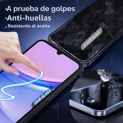 Vista 3 de Protector de pantalla de privacidad para Samsung Galaxy A15 + protector de lente (2+2) Dureza 9H, resistente a los arañazos, vidrio templado