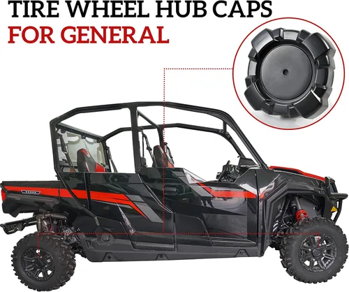 Vista 2 de SAUTVS Tapas de cubo de rueda para Polaris General 1000, cubierta central de llanta negra, para accesorios Polaris General 1000/4 2016-2021