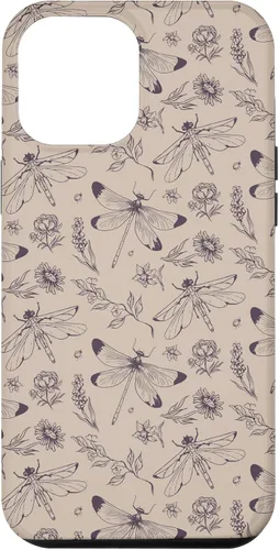 Vista 26 de Vintage Dragonfly Tan Sand Beige Wildflower Floral Flower Case for iPhone 16