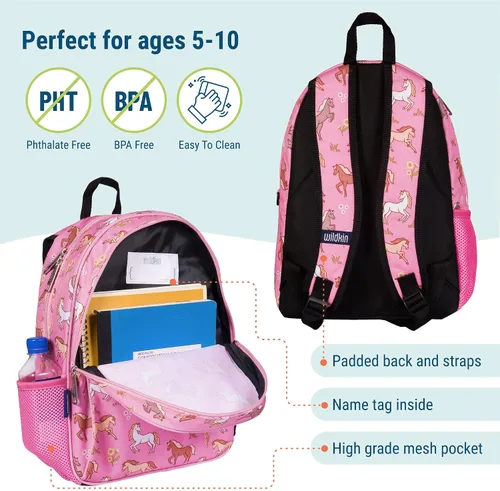 Vista 3 de Wildkin Mochila infantil de 15 pulgadas para niños y niñas, perfecta para viajes escolares en la escuela primaria, cuenta con respaldo acolchado