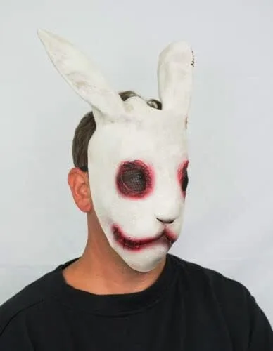 Vista 2 de Acid Tactical Máscara de conejo asesino de Halloween, máscara de conejo malvado aterrador
