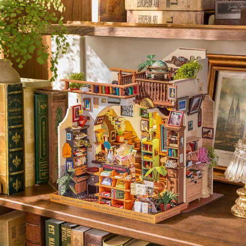 Vista 2 de Rolife Librería DIY Kit de casa de muñecas en miniatura, regalo creativo
