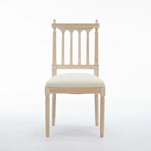 Vista 7 de French Style Solid Wood Frame Linen Fabric Rattan Back Dining Chairs, Table & Chair Sets, Set of 2 for Dining Room, Kitchen, Living Room, Bedroom