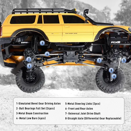Vista 5 de BEEZRC FMS RC Crawler 1/18 FCX18 Land Cruiser LC80 RTR Toyota con licencia 4WD RC Rock Truck 2.4Ghz 900mAh Hobby Grade RC Car Model Mini Auto de Azul