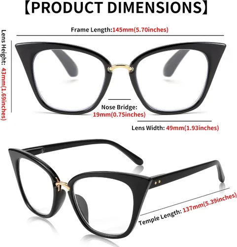 Vista 5 de FEISEDY Gafas de lectura de ojo de gato de gran tamaño para mujer, marco de moda, lectores B4072