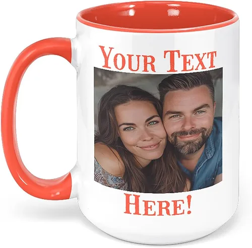 Vista 8 de Taza de café de cerámica negra personalizada de 11 onzas con texto, mensaje, tu texto aquí, nombre, DYE Taza para Cafe personalizadas, con foto