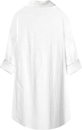 Vista 2 de Bianstore Camisas de lino de gran tamaño para mujer, blusas de manga larga con botones