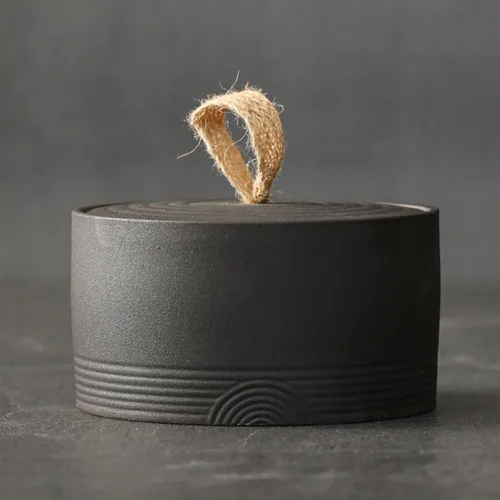 Vista 11 de Tarro de almacenamiento de cerámica retro - tarro multifuncional para té, café y azúcar - recipiente de cocina decorado con tapa (A)