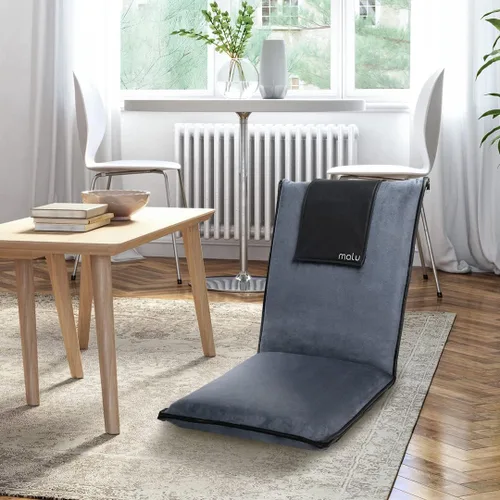 Vista 8 de malu Silla de piso acolchada con soporte de espalda - Cojín de meditación para silla japonesa