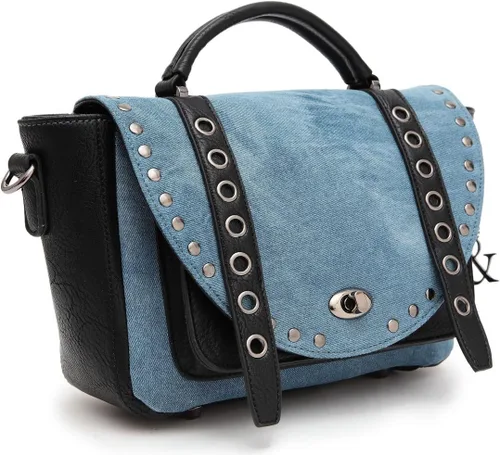 Vista 2 de Hue & Ash Bolso de hombro pequeño de mezclilla (azul), Azul