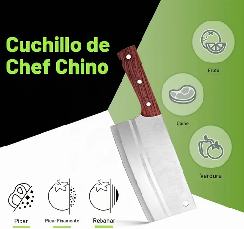 Vista 7 de TJ POP Cuchilla China de Chef, Cuchillo de Acero Inoxidable de 7.5 Pulgadas con Mango Ergonómico, Cuchillo de Cocina Ultra Afilado para Hogar