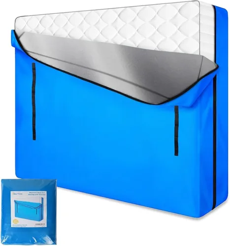 Vista 8 de Bolsa de colchón MorTime para mudanza y almacenamiento, bolsa de almacenamiento de colchón con cremallera y 8 asas de transporte resistentes