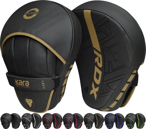 Vista 12 de RDX Almohadillas de boxeo Curvadas Focus Mits, Maya Hide Leather Kara Hook and jab Training Pads, correa ajustable ventilada, MMA Muay Thai