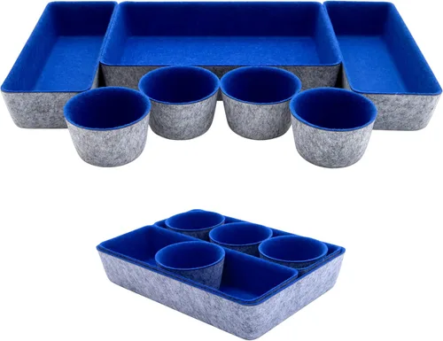 Vista 13 de Teeo - Organizadores divisores de cajones - Bandejas de maquillaje para tocador - Organizador de cajones - Organizador de cajones de oficina