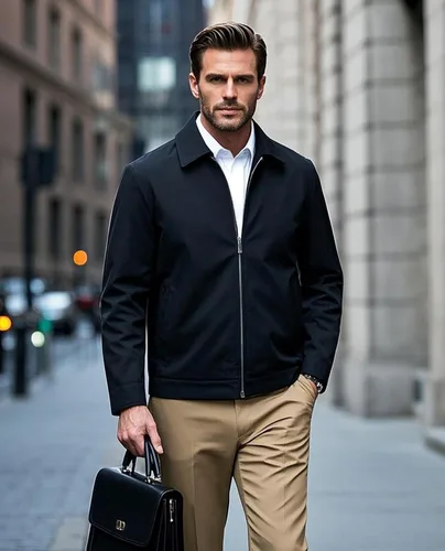 Vista 3 de EKLENTSON Chamarras ligeras para hombre, con cremallera completa, cuello de golf, cortavientos, con bolsillos con cremallera