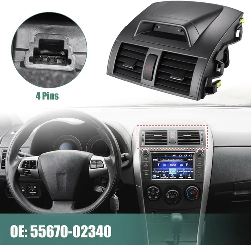 Vista 3 de uxcell Panel de salida de ventilación de aire de CA con reloj para Toyota Corolla 2009-2013 Panel de salida de conducto de aire de salida