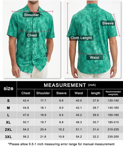 Vista 6 de BOJIN Camisa hawaiana de manga corta con botones para hombre, diseño floral tropical, sin arrugas, para vacaciones en la playa