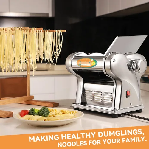 Vista 6 de Newhai Máquina Eléctrica Familiar para Hacer Pasta, Fabricante de Fideos, Rodillo de Masa para Espaguetis, Prensa de Acero Inoxidable 135W para Uso